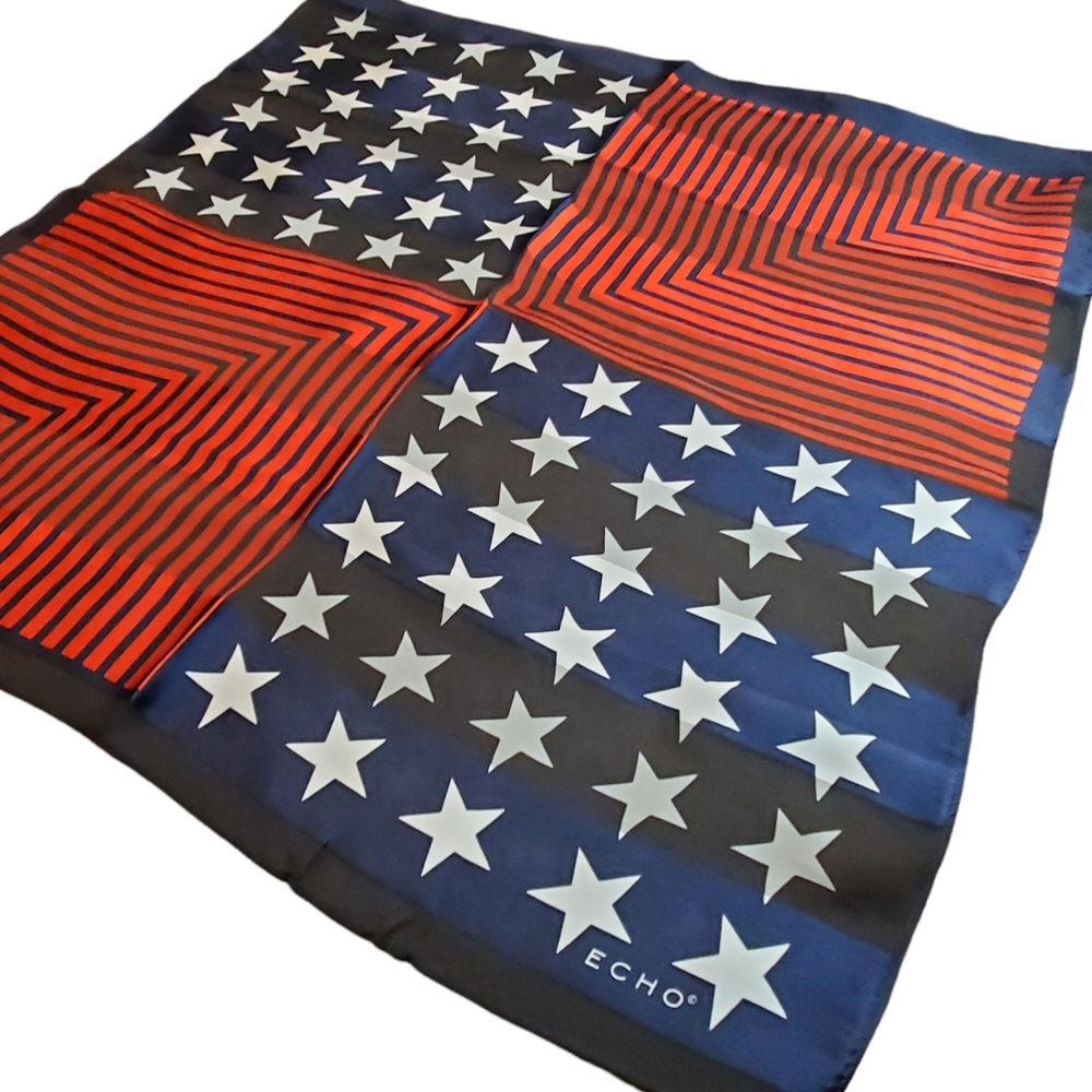 Echo Stars and Stripes 100% Silk Square Scarf